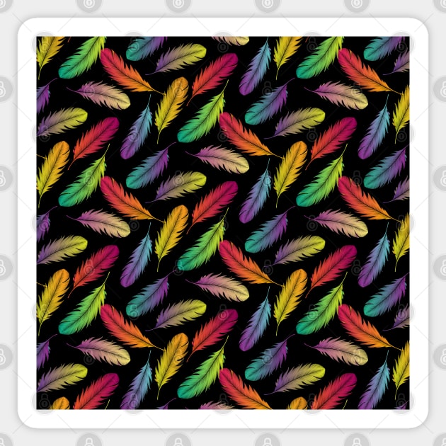 Multi Color Feathers Pattern Sticker by Designoholic